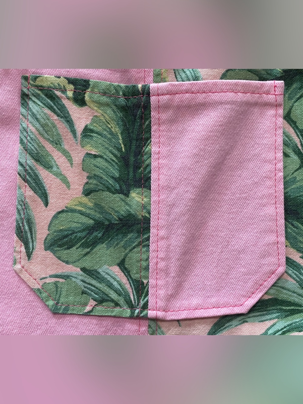Homemade tropical, print and pink women’s overalls. 100% cotton made by me. - Picture 4 of 13